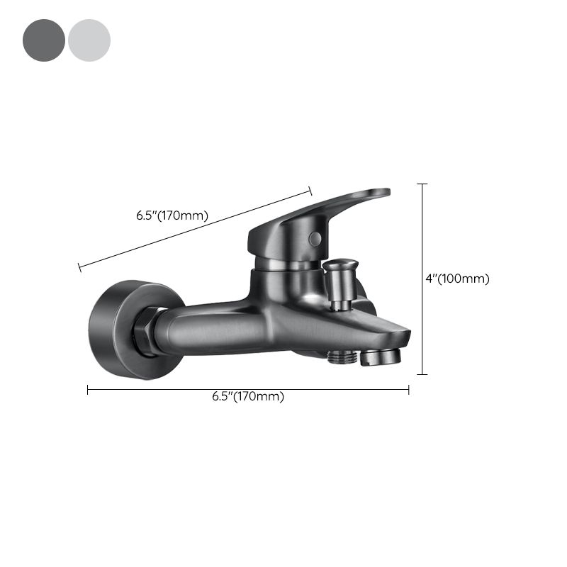 Low Arch Bathtub Faucet Hose Wall-Mounted Single Lever Tub Filler with Hand Shower