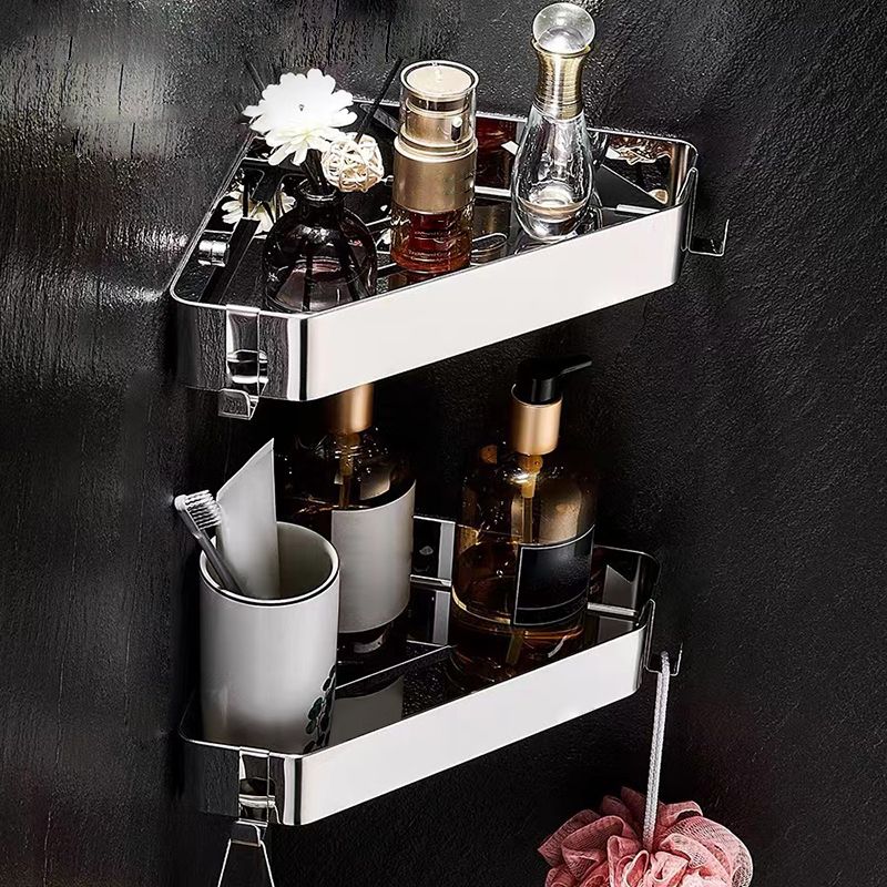 2-piece stainless steel bathroom accessory set 30 cm W triangular bathroom shelf
