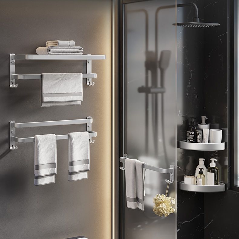 7-piece Bathroom Accessory Set Modern Aluminum Bathroom Set in Silver