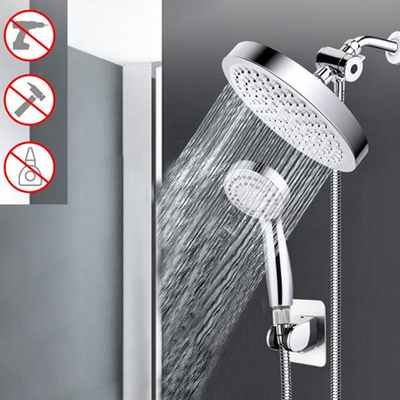 Contemporary Shower Combination Double Shower Head Chrome Wall Mount Round Shower Head