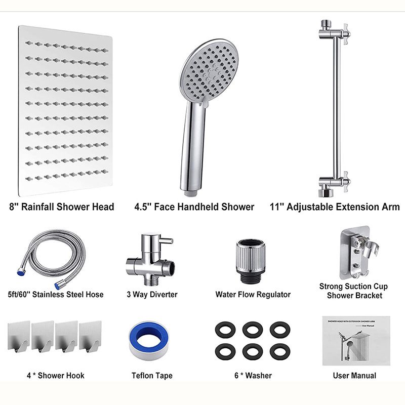 Square Shape Double Shower Heads Modern Home Metal Double Shower Heads