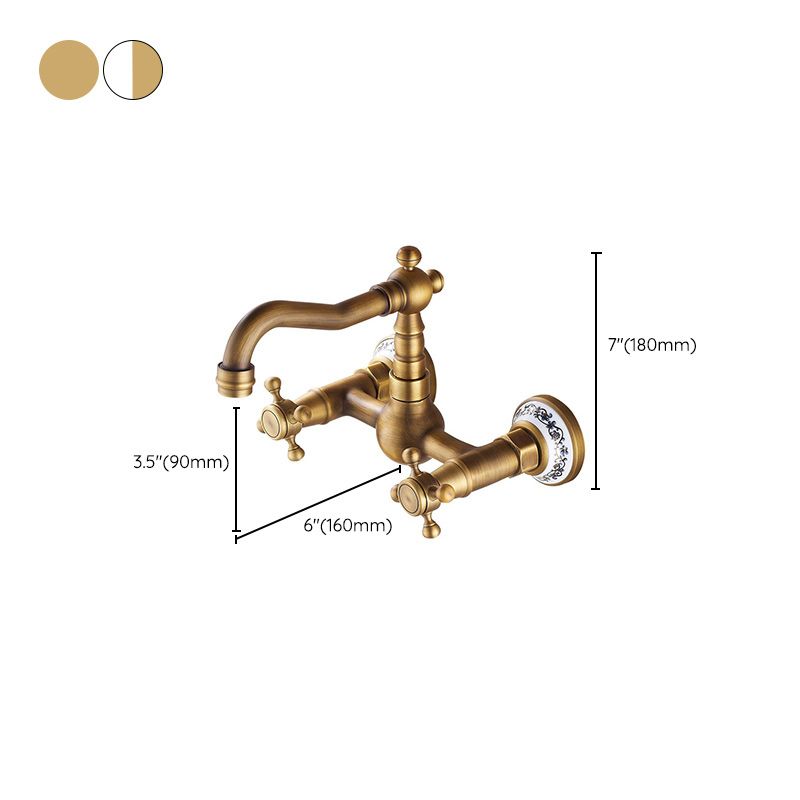 Wall-mounted fitting Glam Style Bathroom tap with 2 handles