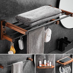 7-piece bathroom accessory set wood and metal bathroom accessory hardware set