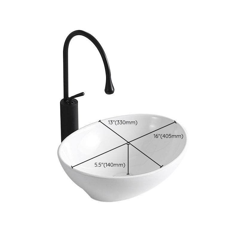 Modern Vessel Sink Porcelain Rectangular Vessel Sink (Not Including Faucet)