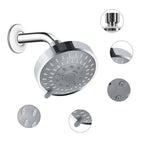 Silver Round Fixed Shower Head Modern Style Wall Mount Shower Head
