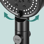 Modern 6 Setting Shower Head Adjustable Spray Pattern Matt Black Round Shower Head