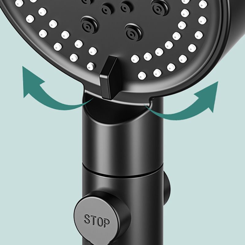 Modern 6 Setting Shower Head Adjustable Spray Pattern Matt Black Round Shower Head