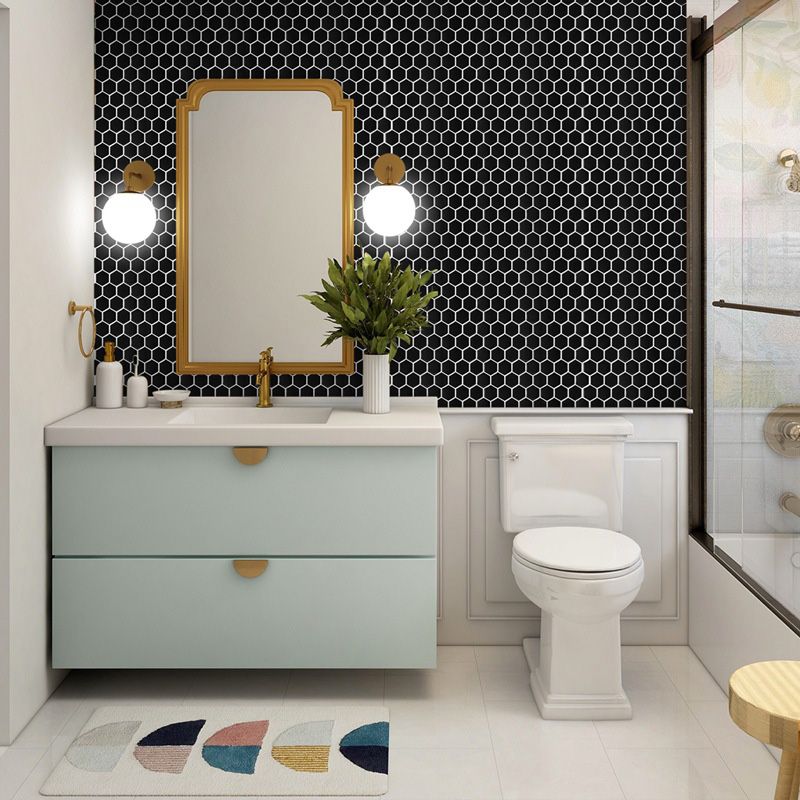 Hexagonal Peel & Stick Tile Stain-Resistant Plastic Peel & Stick Tile for Shower