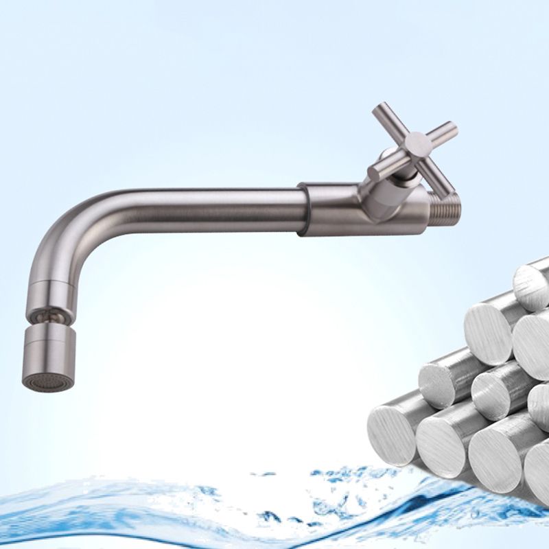 Contemporary Wall-Mounted Bathroom Faucet Cross Handles Stainless Steel Faucet