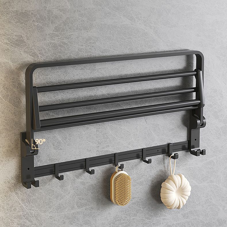 Modern Matte Black Bathroom Accessory Set with Bath Shelf/Towel Hooks/Towel Bar