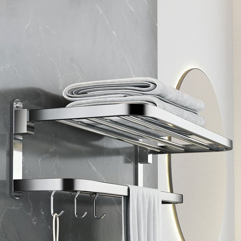 Polished Chrome Modern Bathroom Accessory Set in Stainless Steel with Bath Shelf/Towel Bar