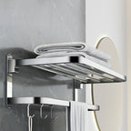 Polished Chrome Modern Bathroom Accessory Set in Stainless Steel with Bath Shelf/Towel Bar