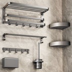 Traditional bathroom accessory as a single piece or in a set in gray