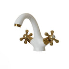 Glam Style Copper Tub Faucet Low Arc Deck Mounted Tub Faucet Set