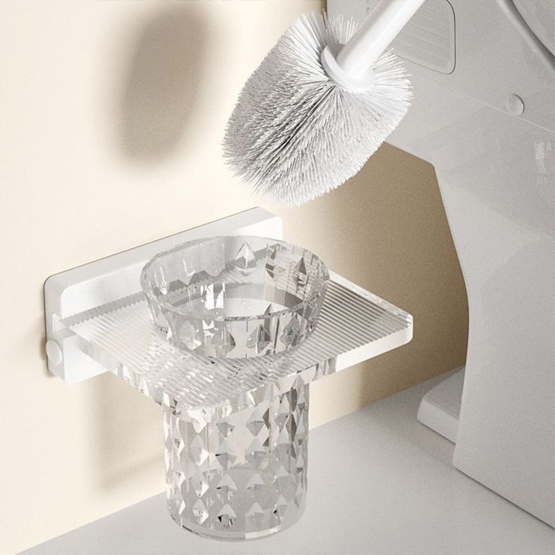 White & clear acrylic bathroom accessory set with towel holder/paper holder/robe hooks