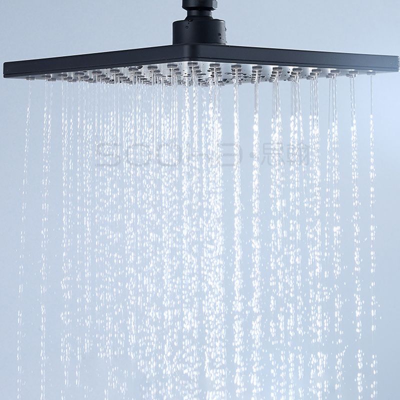 Black Square Fixed Shower Head Modern Style Wall Mounted Shower Head