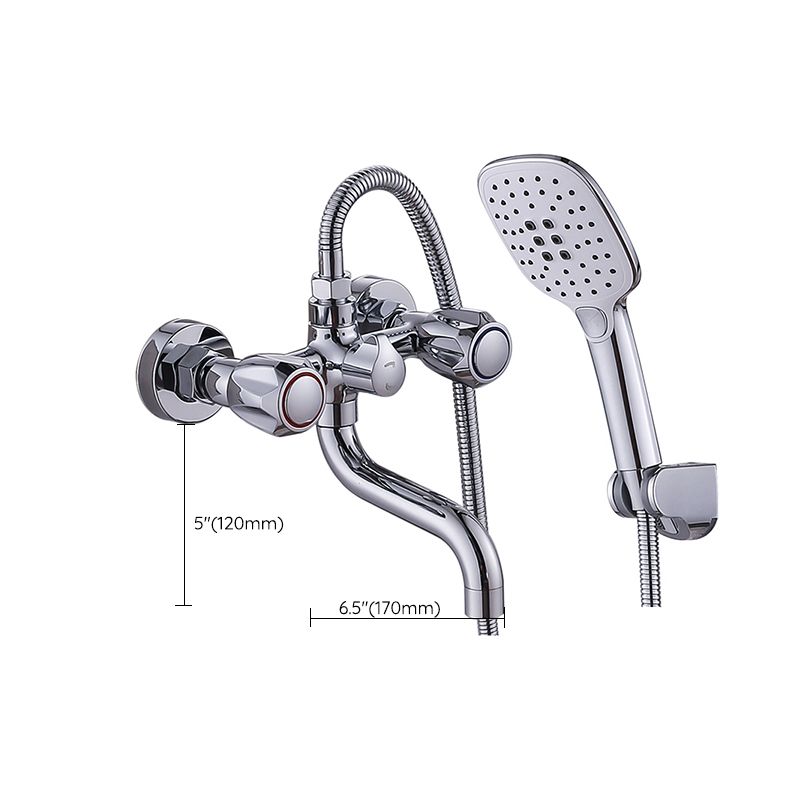 Chrome Bathroom Faucet Trim Wall-mounted Swing Faucet with Hand Shower
