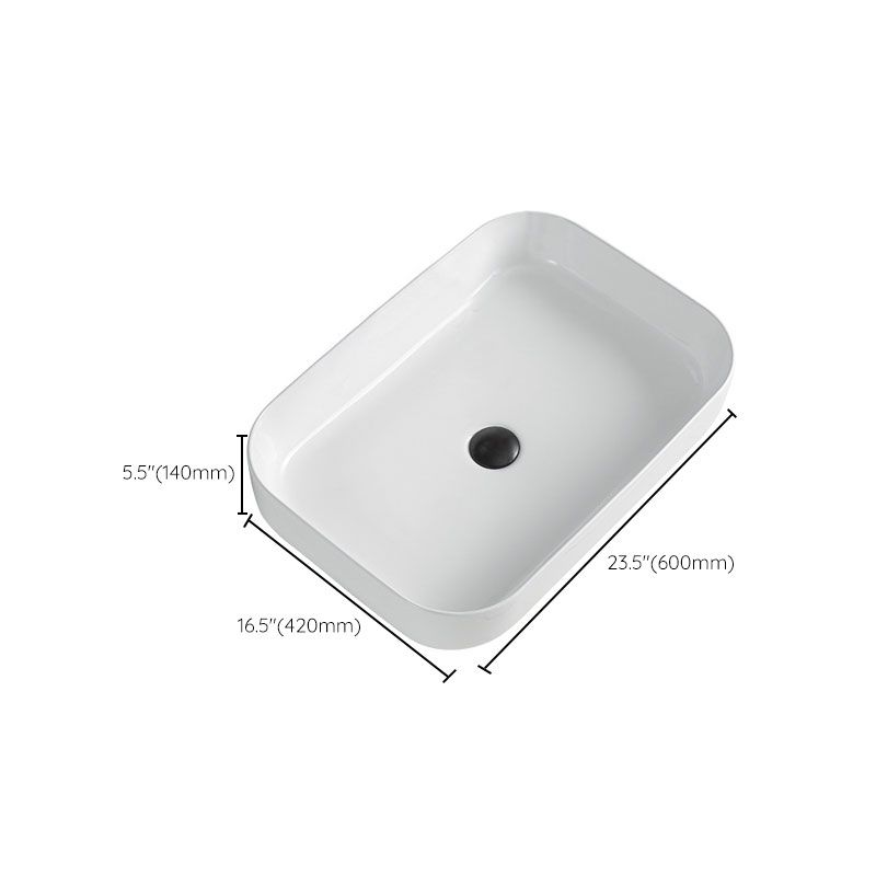 Contemporary Bathroom Sink Porcelain Rectangular Vessel Sink Sink Only