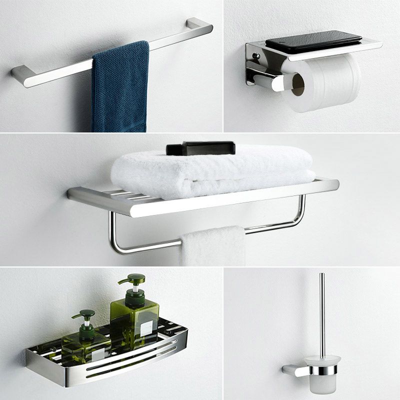 Contemporary bathroom accessories single item or in set in silver