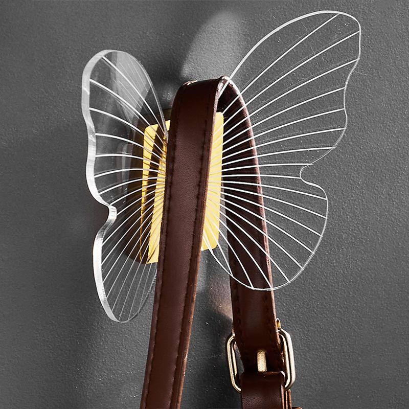 Modern Brass Bathroom Accessory Set Acrylic Butterfly Theme Bathrobe Hooks