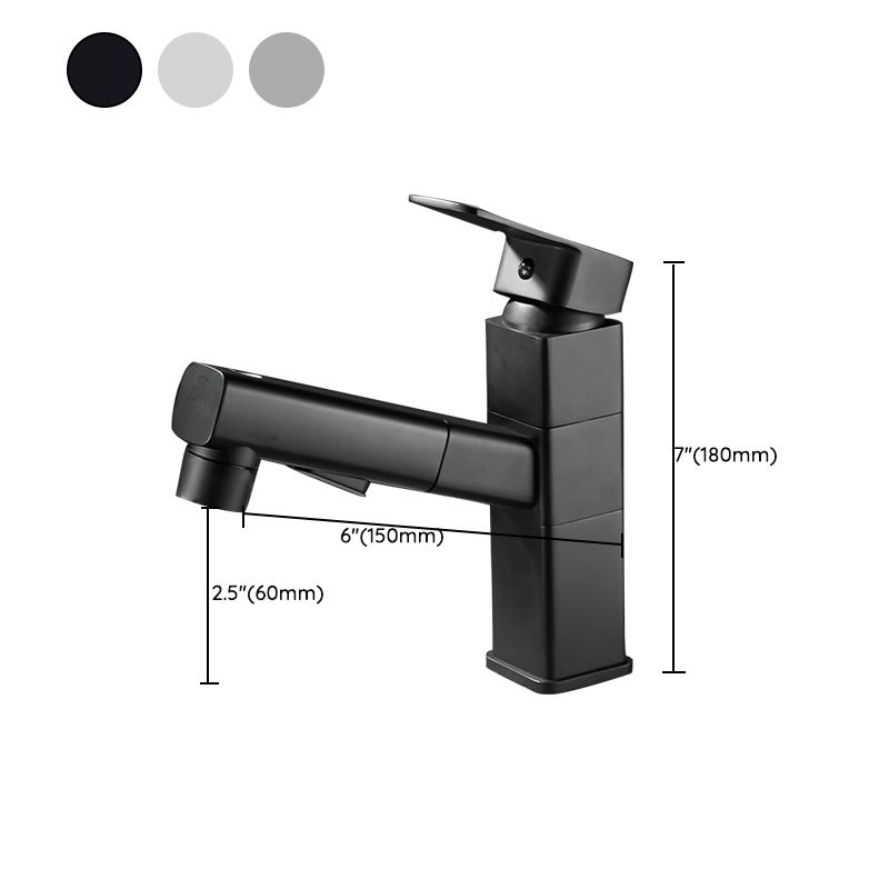 Bathroom faucet with pull-out lever handle Single hole basin mixer