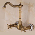 Wall-mounted fitting Glam Style Bathroom tap with 2 handles