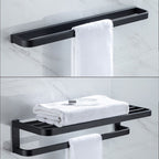 Modern Classic Bathroom Accessories Set in Stainless Steel Matte Black Bathrobe Hook/Towel Ring Bar