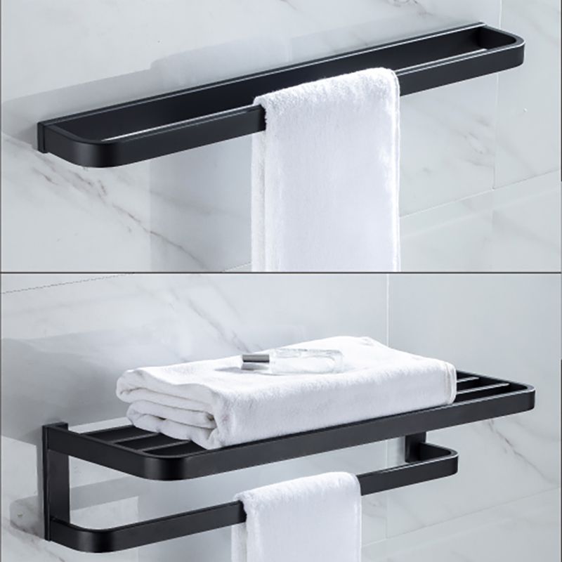 Modern Classic Bathroom Accessories Set in Stainless Steel Matte Black Bathrobe Hook/Towel Ring Bar