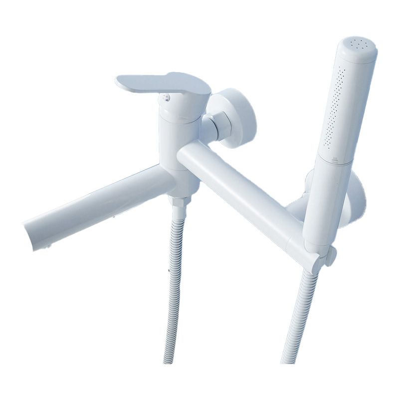 Metal Modern Bathroom Faucet White Single Handle Bathtub Fill Valve Trim