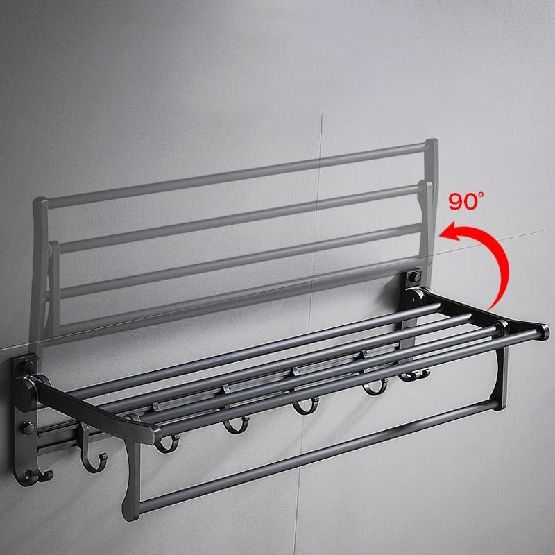 6-piece modern bathroom hardware set in matte black with bathroom shelf/towel holder & bathrobe hooks