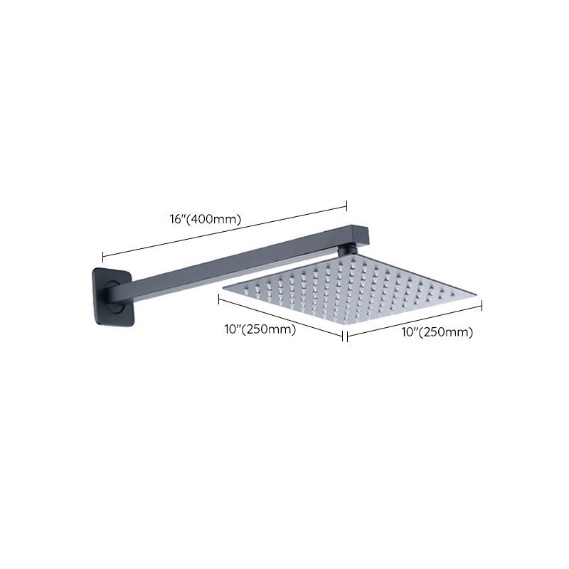 Black Square Fixed Shower Head Modern Style Wall Mounted Shower Head