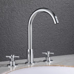 Goose Neck Bathroom Basin Faucet 2 Handles Hot and Cold Water Basin Faucet with Drain