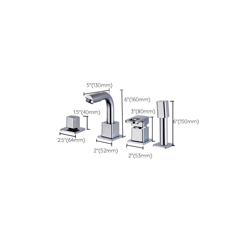 Chrome Bath Faucet Trim with Lever Handle Deck Mounted Bathtub Faucet