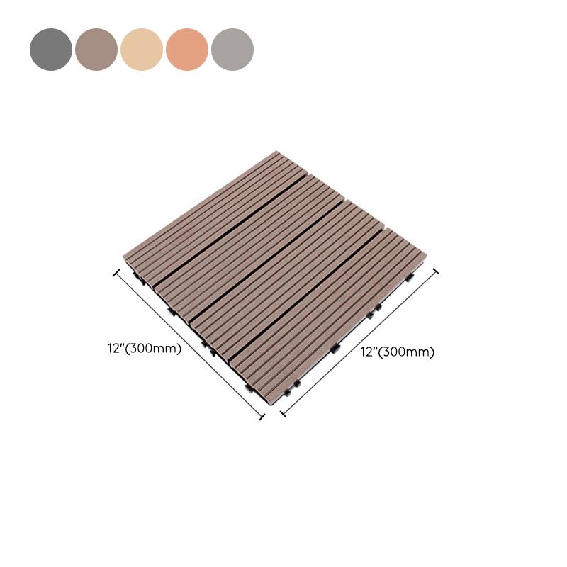 12" X 12" 4-Slat Square Deck/Patio Floor Tiles Snap Installation Floor Plank Tiles