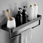 Matt Black Bathroom Set Modern 1/2 - Piece Stainless Steel Bath Rack