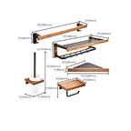 7-piece toilet accessory set made of solid wood and metal