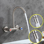 Round 2-Handle Bathroom Faucet Single Hole Wall Mounted Bathroom Faucet
