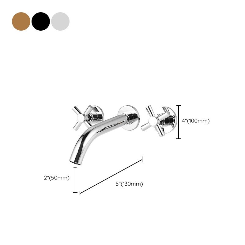 Modern Cross Handle Faucet Monochrome Wall Mounted Bathroom Faucet