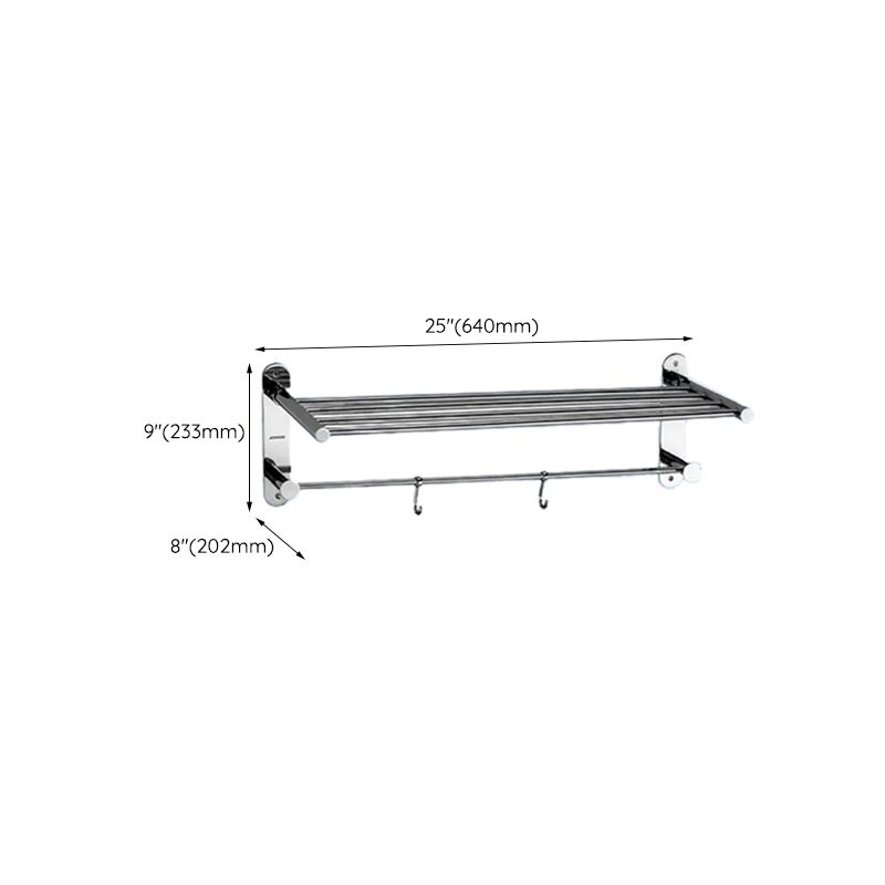 Contemporary bathroom accessory set made of aluminum with towel holder/bath shelf
