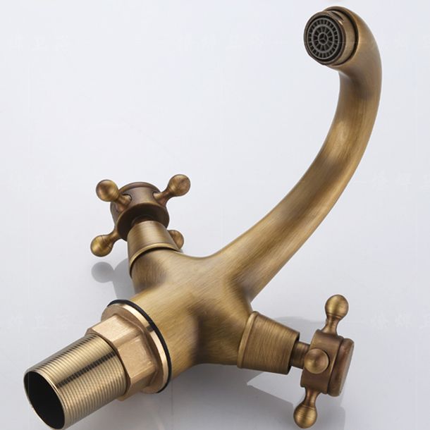Button Handle Widespread Bathroom Faucet Industrial Sink Faucet