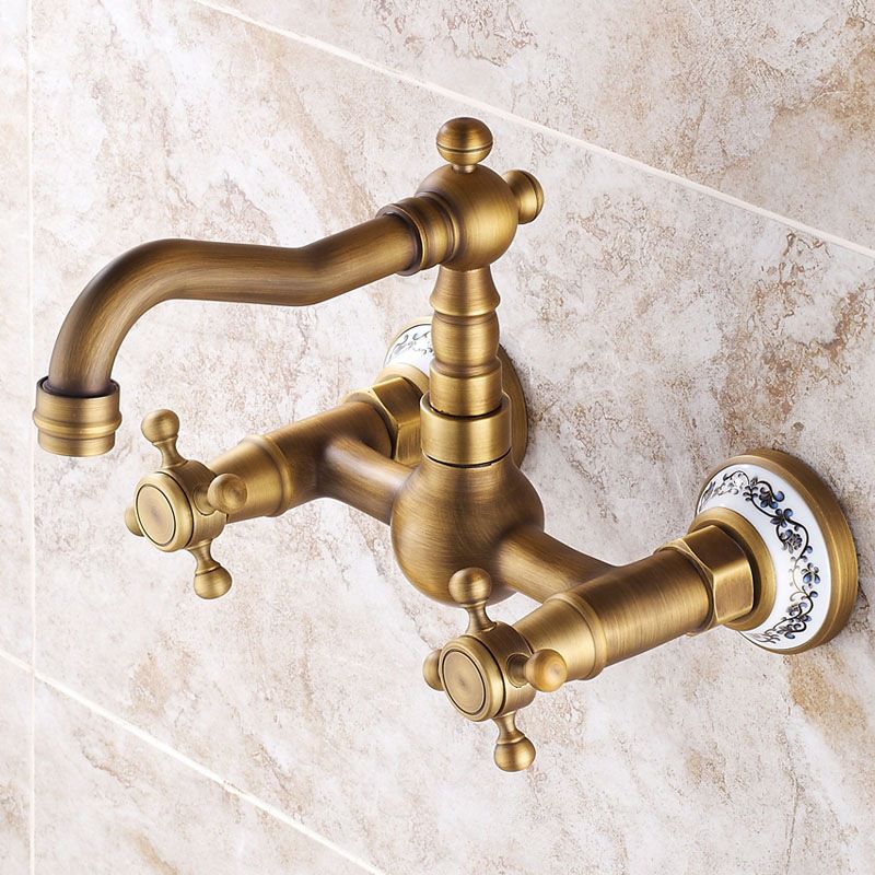 Wall-mounted fitting Glam Style Bathroom tap with 2 handles