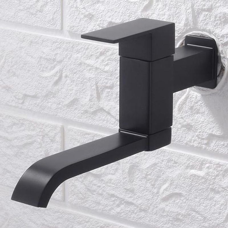 Contemporary Wall Mounted Bathroom Faucet Lever Handles Low Arc Swivel Brass Faucet