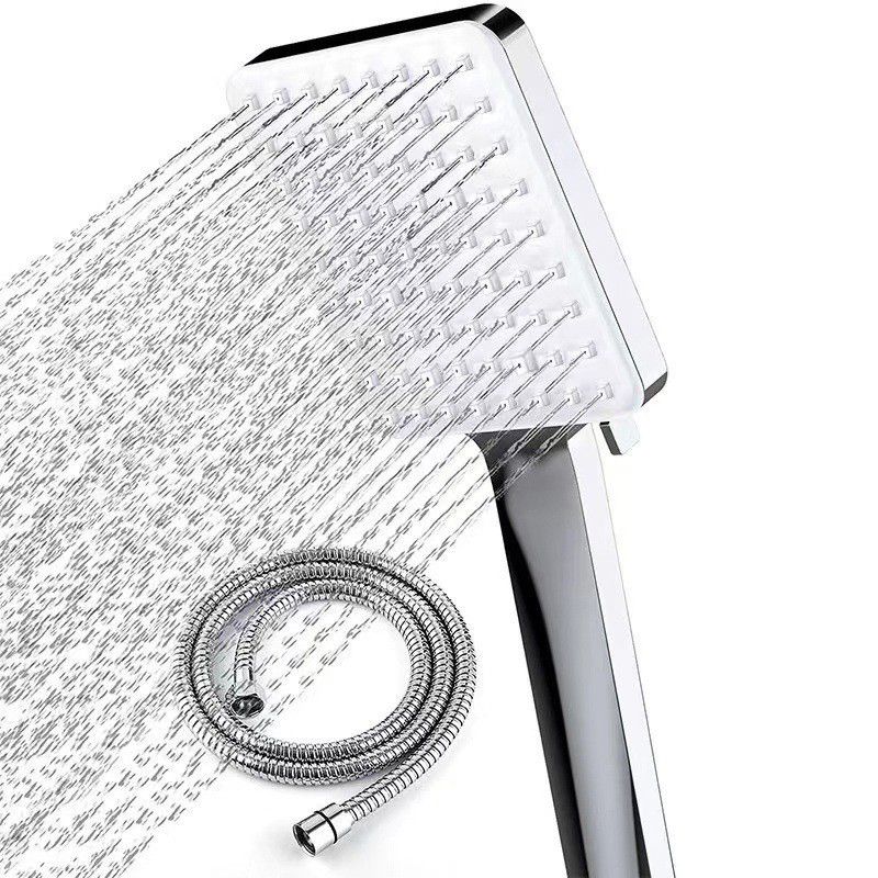 Contemporary Showerhead Square Handheld Showerhead in Silver
