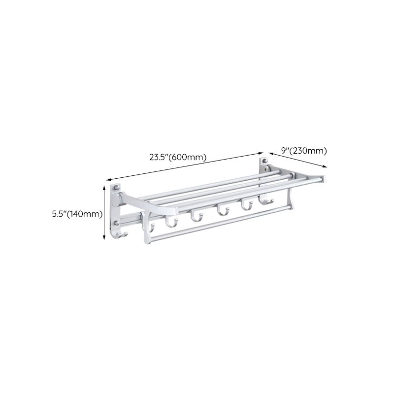 Silver Modern Bathroom Accessory Set with Bath Shelf/Towel Rack & Bathrobe Hook