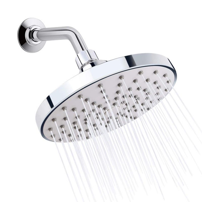 Round Fest Shower Head Silver Single Jet Wall Mounted Shower Head