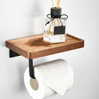7-piece toilet accessory set made of solid wood and metal