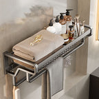 Aluminum modern bathroom accessories set polished gray bathroom shelf/paper holder/robe hook