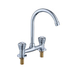 Round 2-Handle Basin Mixer 2-Hole Center-Set Basin Mixer with Curved Spout