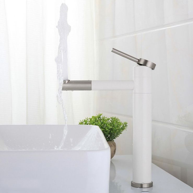 Modern Vessel Sink Faucet Stainless Steel Single Handle Low Arc Pull Down Vessel Faucet