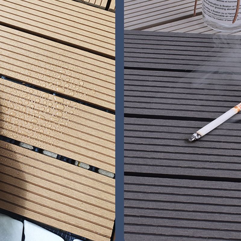 12" X 12" 4-Slat Square Deck/Patio Floor Tiles Snap Installation Floor Plank Tiles